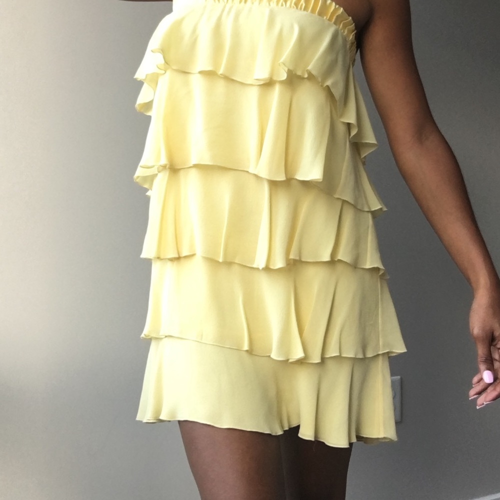 Canarie Yellow 100% Real Silk Dress, Size M